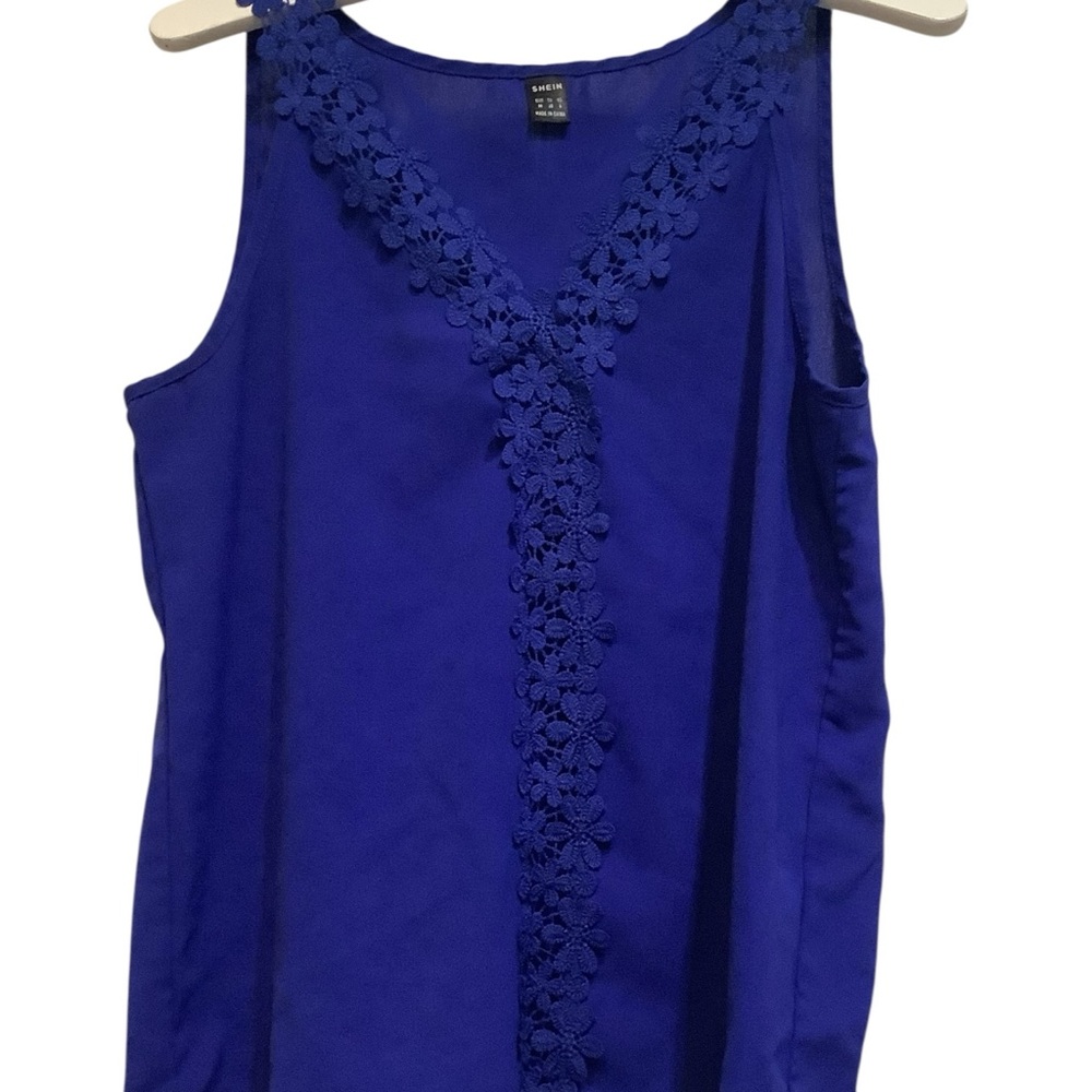 SHEIN Cobalt Blue Floral Applique Tank Top